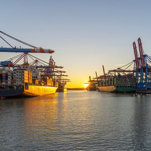 Port in sunset