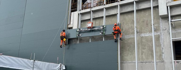 Rope access cladding installation