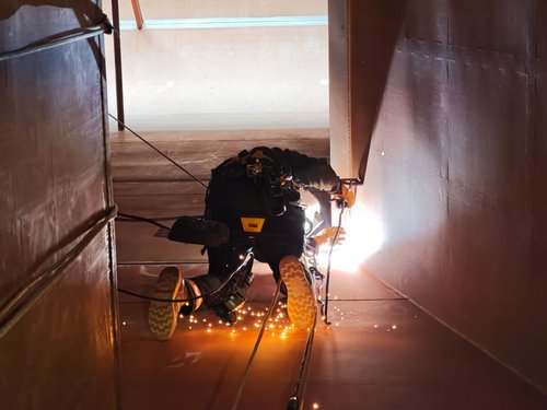 Rope access welding