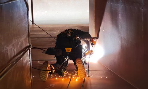 Rope access welding