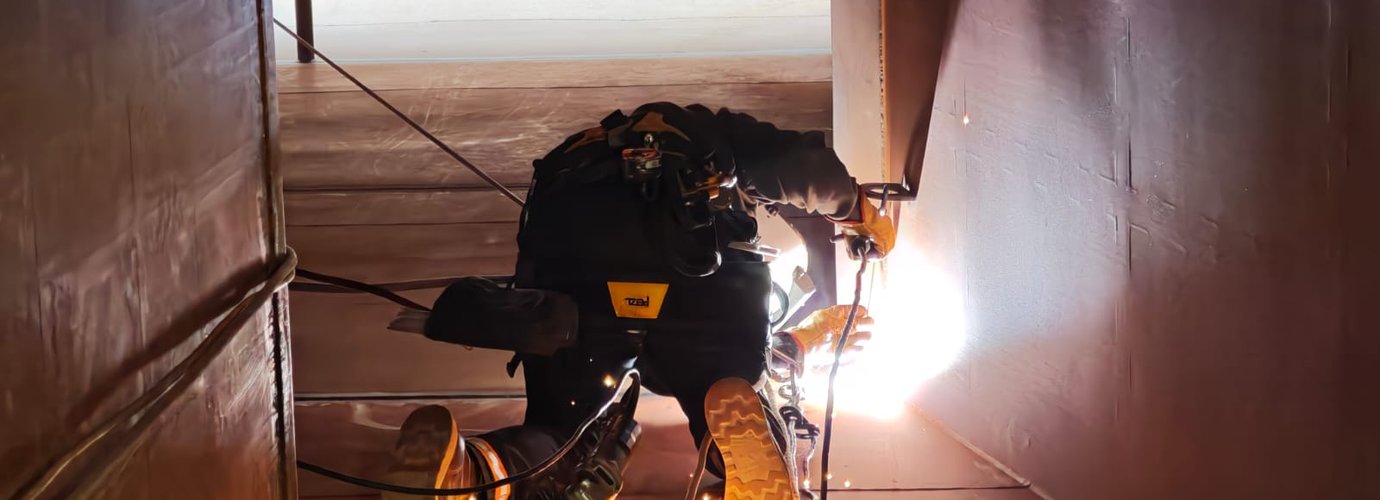 Rope access welding