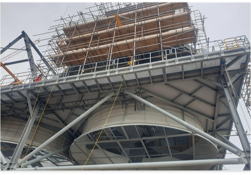 Scaffolding on a industrial unit