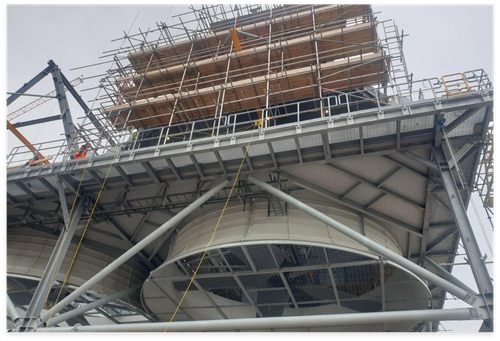 Scaffolding on a industrial unit